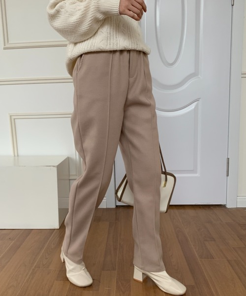 ECLIN(エクラン)の「ニットメルトンセンタープレスセミワイドパンツ(その他パンツ・レディース・アイボリー/ブラック/ベージュ/ブラウン・S/L/M)」の10枚目の写真