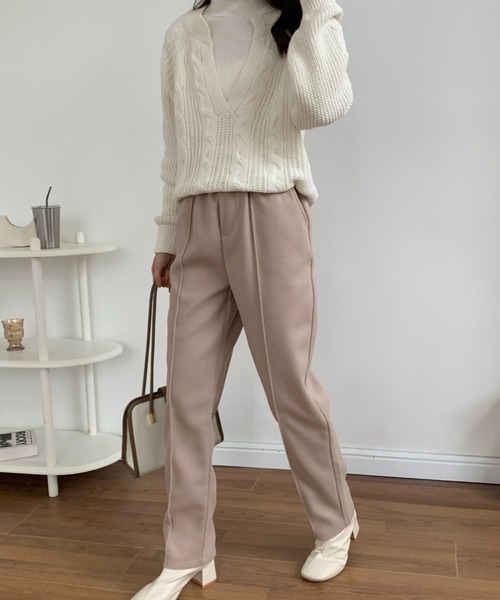 ECLIN(エクラン)の「ニットメルトンセンタープレスセミワイドパンツ(その他パンツ・レディース・アイボリー/ブラック/ベージュ/ブラウン・S/L/M)」の11枚目の写真