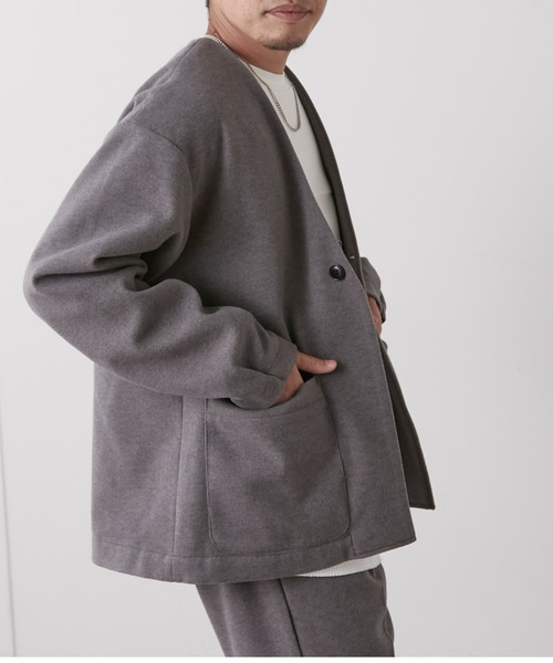 CIAOPANIC TYPY（チャオパニックティピー）の「□ニットメルトンノーカラージャケット（ノーカラージャケット・メンズ・ブラック/グレー/キャメル・M/L）」の6枚目の写真