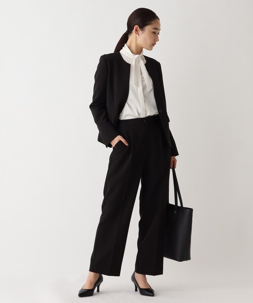 OPAQUE.CLIP(オペークドットクリップ)の「◆DELEGANT ダブルクロスキーネックジャケット【OPAQUE.CLIP NAVY】(ノーカラージャケット・レディース・ナチュラル/ネイビー/ブラック・40/38/34/36/42)」の5枚目の写真