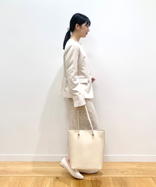 OPAQUE.CLIP(オペークドットクリップ)の「◆DELEGANT ダブルクロスキーネックジャケット【OPAQUE.CLIP NAVY】(ノーカラージャケット・レディース・ナチュラル/ネイビー/ブラック・40/38/34/36/42)」の16枚目の写真