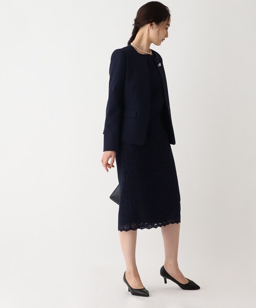 OPAQUE.CLIP(オペークドットクリップ)の「◆DELEGANT ダブルクロスキーネックジャケット【OPAQUE.CLIP NAVY】(ノーカラージャケット・レディース・ナチュラル/ネイビー/ブラック・40/38/34/36/42)」の19枚目の写真