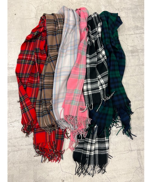 WC（ダブル シー）の「チェックマフラー（ストール/ショール・レディース・ブラック/アイボリー/ピンク/グリーン/レッド/ブラウン・FREE）」の20枚目の写真