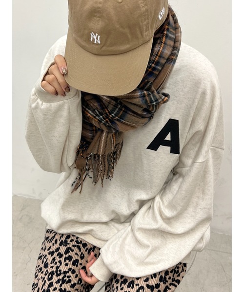 WC（ダブル シー）の「チェックマフラー（ストール/ショール・レディース・ブラック/アイボリー/ピンク/グリーン/レッド/ブラウン・FREE）」の9枚目の写真