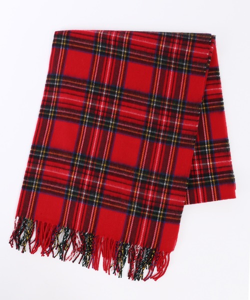 WC（ダブル シー）の「チェックマフラー（ストール/ショール・レディース・ブラック/アイボリー/ピンク/グリーン/レッド/ブラウン・FREE）」の8枚目の写真