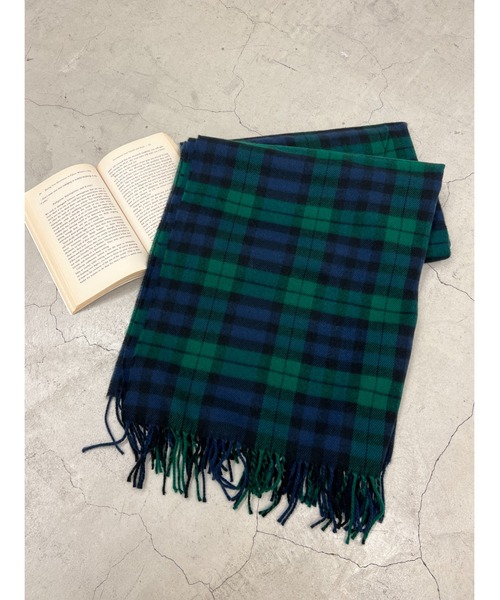 WC（ダブル シー）の「チェックマフラー（ストール/ショール・レディース・ブラック/アイボリー/ピンク/グリーン/レッド/ブラウン・FREE）」の7枚目の写真