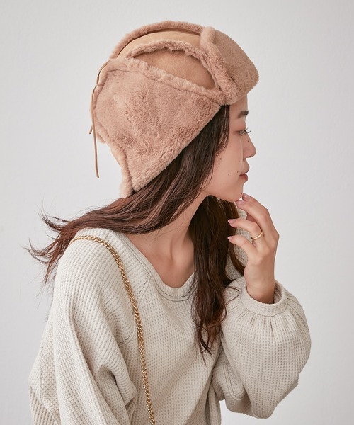 CIAOPANIC TYPY（チャオパニックティピー）の「ムートン風フライトキャップ（キャップ・レディース・グレー/ベージュ/ブラック・ONE SIZE）」の9枚目の写真