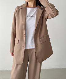 【2点SET】テーラードオーバーサイズジャケット+ワイドタックスラックスセットアップ