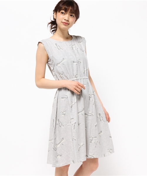 CIAOPANIC（チャオパニック）の「【Ciaopanic】　トンボ柄OP（ワンピース・レディース・オフホワイト/ライトグレー・FREE）」の2枚目の写真