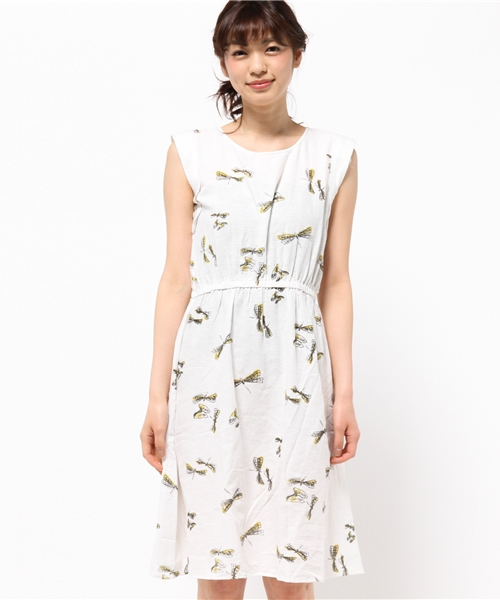 CIAOPANIC（チャオパニック）の「【Ciaopanic】　トンボ柄OP（ワンピース・レディース・オフホワイト/ライトグレー・FREE）」の3枚目の写真