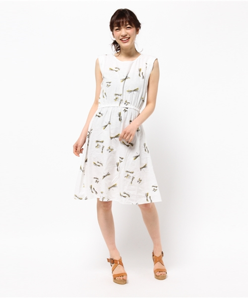 CIAOPANIC（チャオパニック）の「【Ciaopanic】　トンボ柄OP（ワンピース・レディース・オフホワイト/ライトグレー・FREE）」の6枚目の写真