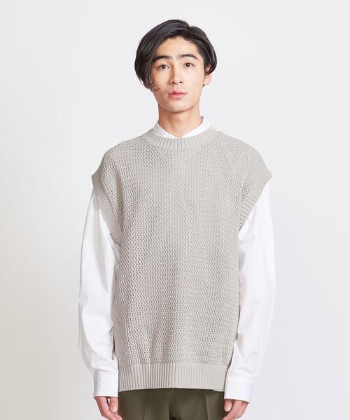 info. BEAUTY&YOUTH（インフォビューティアンドユース）の「【WEB限定】 ＜info. BEAUTY&YOUTH＞ ルーズシルエット メッシュ ベスト（ベスト・メンズ・ベージュ/ブラック・S/M/L）」の5枚目の写真
