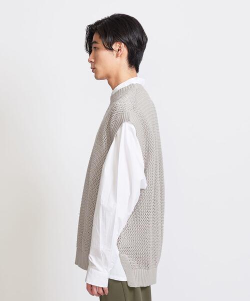 info. BEAUTY&YOUTH（インフォビューティアンドユース）の「【WEB限定】 ＜info. BEAUTY&YOUTH＞ ルーズシルエット メッシュ ベスト（ベスト・メンズ・ベージュ/ブラック・S/M/L）」の6枚目の写真