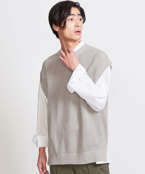 info. BEAUTY&YOUTH（インフォビューティアンドユース）の「【WEB限定】 ＜info. BEAUTY&YOUTH＞ ルーズシルエット メッシュ ベスト（ベスト・メンズ・ベージュ/ブラック・S/M/L）」の8枚目の写真