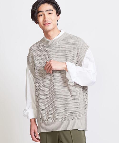 info. BEAUTY&YOUTH（インフォビューティアンドユース）の「【WEB限定】 ＜info. BEAUTY&YOUTH＞ ルーズシルエット メッシュ ベスト（ベスト・メンズ・ベージュ/ブラック・S/M/L）」の9枚目の写真
