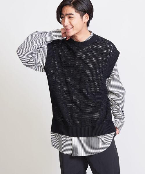 info. BEAUTY&YOUTH（インフォビューティアンドユース）の「【WEB限定】 ＜info. BEAUTY&YOUTH＞ ルーズシルエット メッシュ ベスト（ベスト・メンズ・ベージュ/ブラック・S/M/L）」の16枚目の写真