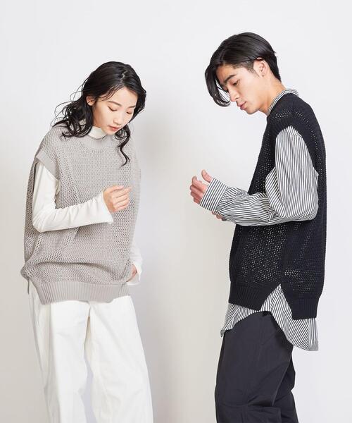 info. BEAUTY&YOUTH（インフォビューティアンドユース）の「【WEB限定】 ＜info. BEAUTY&YOUTH＞ ルーズシルエット メッシュ ベスト（ベスト・メンズ・ベージュ/ブラック・S/M/L）」の20枚目の写真