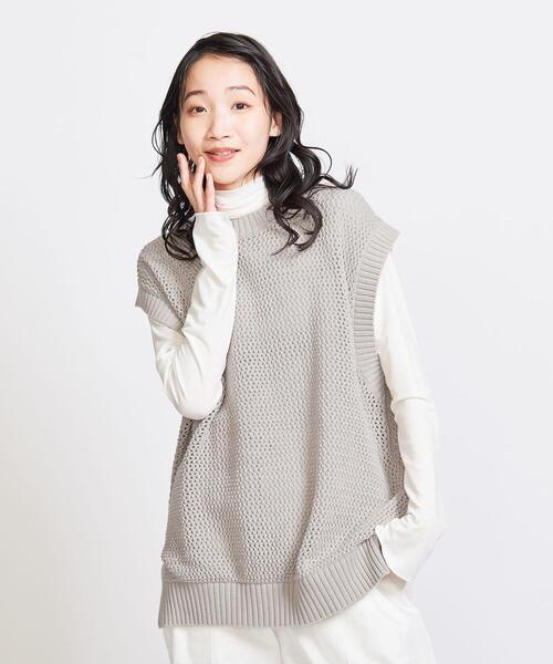 info. BEAUTY&YOUTH（インフォビューティアンドユース）の「【WEB限定】 ＜info. BEAUTY&YOUTH＞ ルーズシルエット メッシュ ベスト（ベスト・メンズ・ベージュ/ブラック・S/M/L）」の2枚目の写真