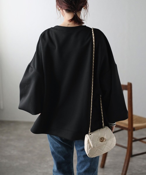 Fizz(フィズ)の「【Fizz/フィズ】 ぽわん袖 ダンボールプルオーバー(スウェット・レディース・ライトブルー/アイボリー/ライトグリーン/ピンクベージュ/ブラック/グレー・M)」の11枚目の写真