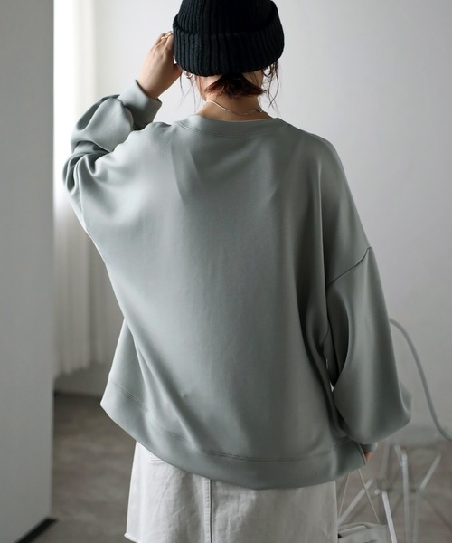 Fizz(フィズ)の「【Fizz/フィズ】 ぽわん袖 ダンボールプルオーバー(スウェット・レディース・ライトブルー/アイボリー/ライトグリーン/ピンクベージュ/ブラック/グレー・M)」の16枚目の写真