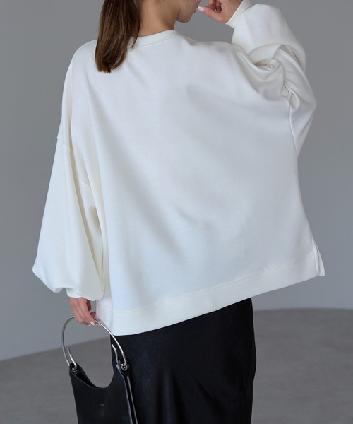 Fizz(フィズ)の「【Fizz/フィズ】 ぽわん袖 ダンボールプルオーバー(スウェット・レディース・ライトブルー/アイボリー/ライトグリーン/ピンクベージュ/ブラック/グレー・M)」の20枚目の写真