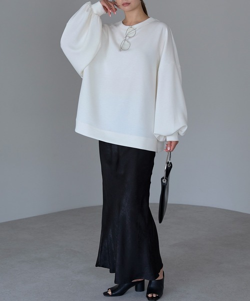 Fizz(フィズ)の「【Fizz/フィズ】 ぽわん袖 ダンボールプルオーバー(スウェット・レディース・ライトブルー/アイボリー/ライトグリーン/ピンクベージュ/ブラック/グレー・M)」の22枚目の写真