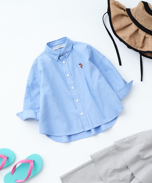 U.S. POLO ASSN.(ユーエスポロアッスン)の「【KIDS】【U.S. POLO ASSN/ユーエスポロアッスン】刺繍オックスボタンダウンオーバーシャツ(シャツ/ブラウス・キッズ・ブルー/ホワイト/イエロー・140/150/120/100)」の3枚目の写真