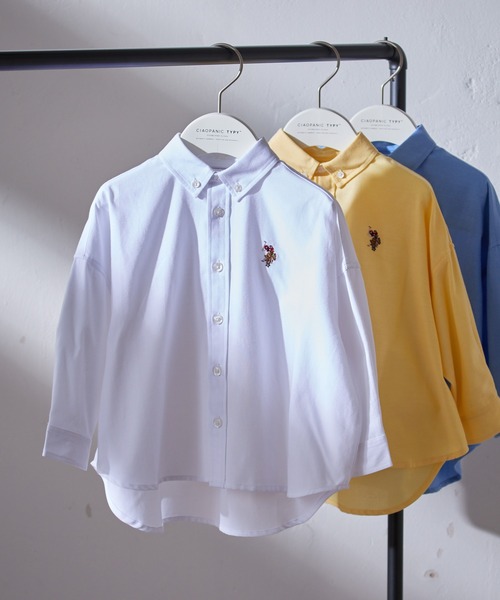 U.S. POLO ASSN.(ユーエスポロアッスン)の「【KIDS】【U.S. POLO ASSN/ユーエスポロアッスン】刺繍オックスボタンダウンオーバーシャツ(シャツ/ブラウス・キッズ・ブルー/ホワイト/イエロー・140/150/120/100)」の4枚目の写真
