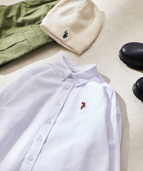 U.S. POLO ASSN.(ユーエスポロアッスン)の「【KIDS】【U.S. POLO ASSN/ユーエスポロアッスン】刺繍オックスボタンダウンオーバーシャツ(シャツ/ブラウス・キッズ・ブルー/ホワイト/イエロー・140/150/120/100)」の20枚目の写真