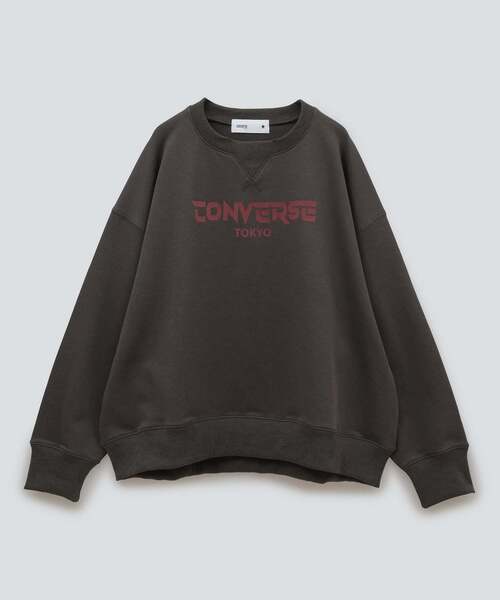 CONVERSE TOKYO（コンバーストウキョウ）の「フロッキーロゴスウェット（スウェット・レディース・アイボリー/チャコールグレー/ブラック・FREE）」の3枚目の写真