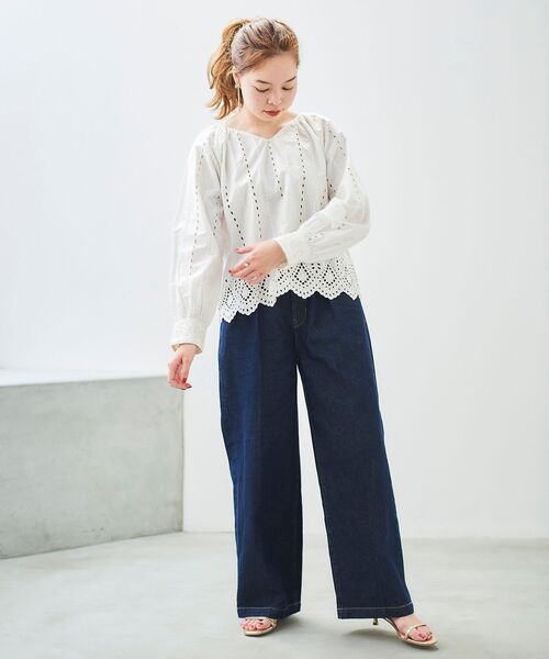 le.coeur blanc(ルクールブラン)の「カットワークレースショートブラウス(シャツ/ブラウス・レディース・オフホワイト/ブラック・38)」の21枚目の写真