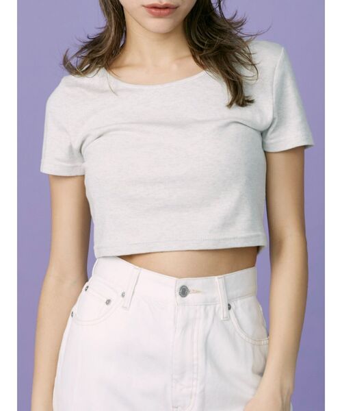 EVRIS(エヴリス)の「BASICシンプルショートTシャツ(Tシャツ/カットソー・レディース・ホワイト/ブラック/ブルー/ベージュ/グレー/ピンク/コバルトブルー・FREE)」の5枚目の写真