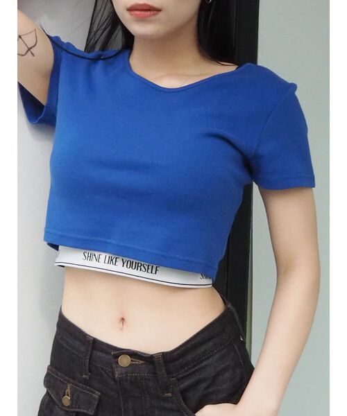 EVRIS(エヴリス)の「BASICシンプルショートTシャツ(Tシャツ/カットソー・レディース・ホワイト/ブラック/ブルー/ベージュ/グレー/ピンク/コバルトブルー・FREE)」の6枚目の写真