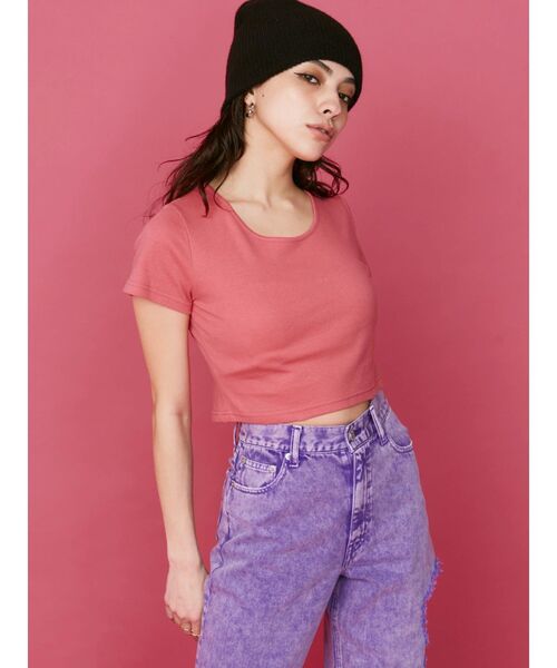 EVRIS(エヴリス)の「BASICシンプルショートTシャツ(Tシャツ/カットソー・レディース・ホワイト/ブラック/ブルー/ベージュ/グレー/ピンク/コバルトブルー・FREE)」の9枚目の写真