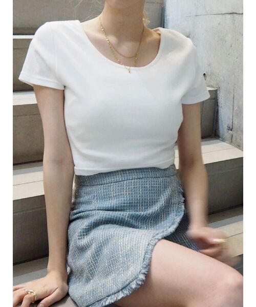 EVRIS(エヴリス)の「BASICシンプルショートTシャツ(Tシャツ/カットソー・レディース・ホワイト/ブラック/ブルー/ベージュ/グレー/ピンク/コバルトブルー・FREE)」の15枚目の写真