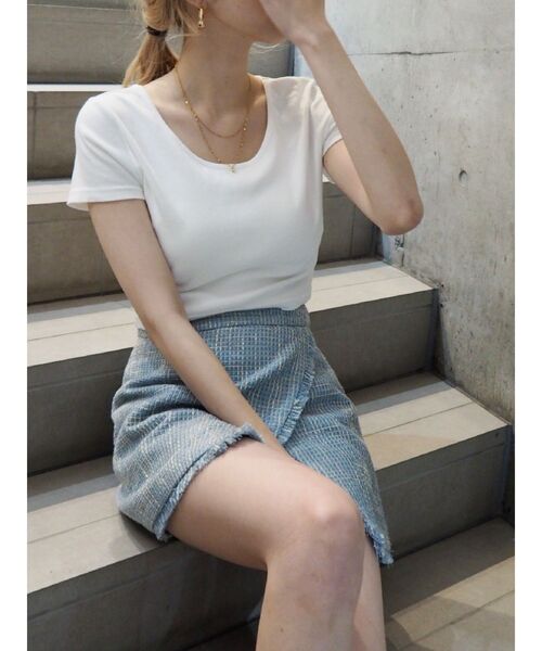 EVRIS(エヴリス)の「BASICシンプルショートTシャツ(Tシャツ/カットソー・レディース・ホワイト/ブラック/ブルー/ベージュ/グレー/ピンク/コバルトブルー・FREE)」の16枚目の写真