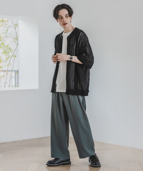 RAGEBLUE（レイジブルー）の「透かし編みニットシャツカーディガン（カーディガン/ボレロ・メンズ・ブラック/オレンジ/ホワイト/グリーン/ブルー・MEDIUM/LARGE）」の17枚目の写真