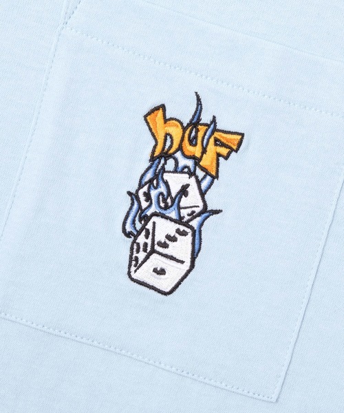 HUF（ハフ）の「DICEY POCKET TEE / HUF ポケットTシャツ（Tシャツ/カットソー・メンズ・ブラック/ホワイト/ブルー系その他・MEDIUM/X-SMALL/X-LARGE/LARGE/XX-LARGE/SMALL）」の4枚目の写真