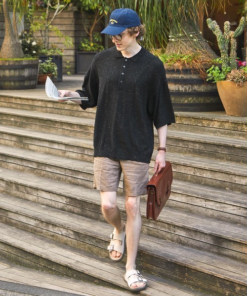 EMMA CLOTHES(エマクローズ)の「切替ミリタリージープニットポロシャツ(ポロシャツ・メンズ・ブラック/モカ/オリーブ/アイボリー/ブラック系1・M/L)」の7枚目の写真