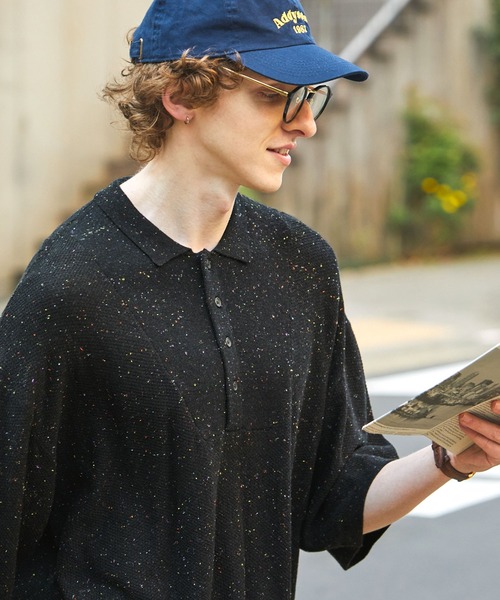 EMMA CLOTHES(エマクローズ)の「切替ミリタリージープニットポロシャツ(ポロシャツ・メンズ・ブラック/モカ/オリーブ/アイボリー/ブラック系1・M/L)」の9枚目の写真