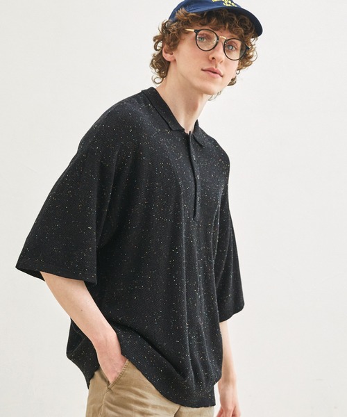 EMMA CLOTHES(エマクローズ)の「切替ミリタリージープニットポロシャツ(ポロシャツ・メンズ・ブラック/モカ/オリーブ/アイボリー/ブラック系1・M/L)」の13枚目の写真