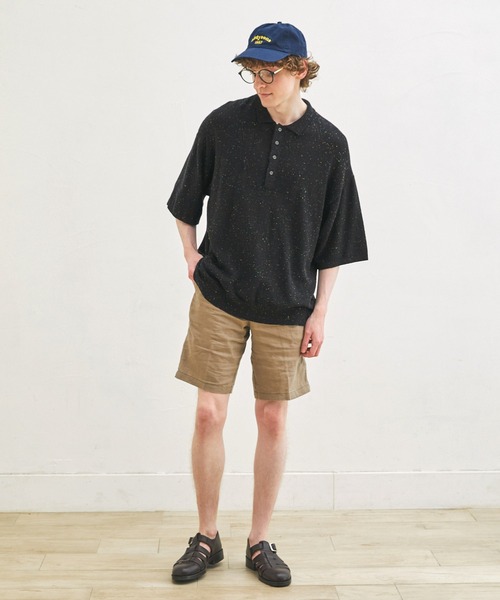 EMMA CLOTHES(エマクローズ)の「切替ミリタリージープニットポロシャツ(ポロシャツ・メンズ・ブラック/モカ/オリーブ/アイボリー/ブラック系1・M/L)」の14枚目の写真