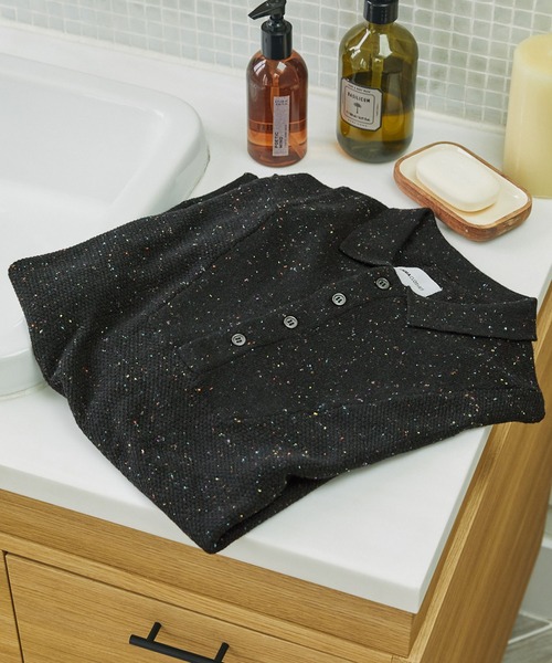 EMMA CLOTHES(エマクローズ)の「切替ミリタリージープニットポロシャツ(ポロシャツ・メンズ・ブラック/モカ/オリーブ/アイボリー/ブラック系1・M/L)」の19枚目の写真