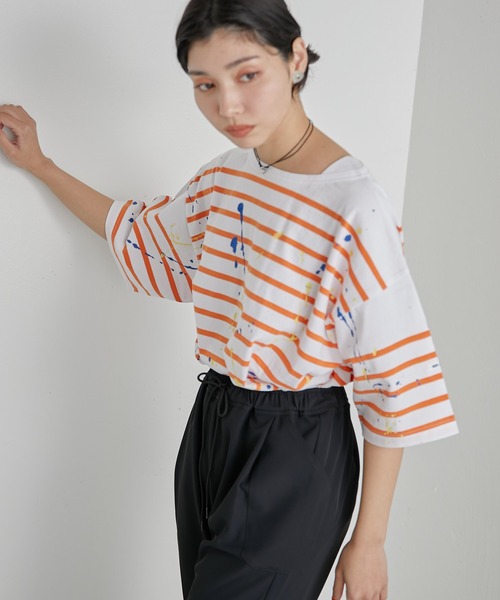 MONT KEMMEL(モンケメル)の「《別注》【MONT KEMMEL(モン ケメル)】ペイントボーダーTシャツ(Tシャツ/カットソー・レディース・ホワイト系1/ブラック/ホワイト/ホワイト×ブラック・FREE)」の13枚目の写真