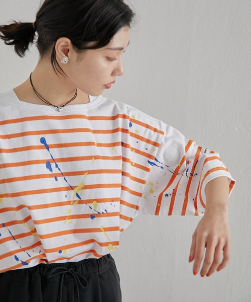 別注》【MONT KEMMEL(モン ケメル)】ペイントボーダーTシャツ（T
