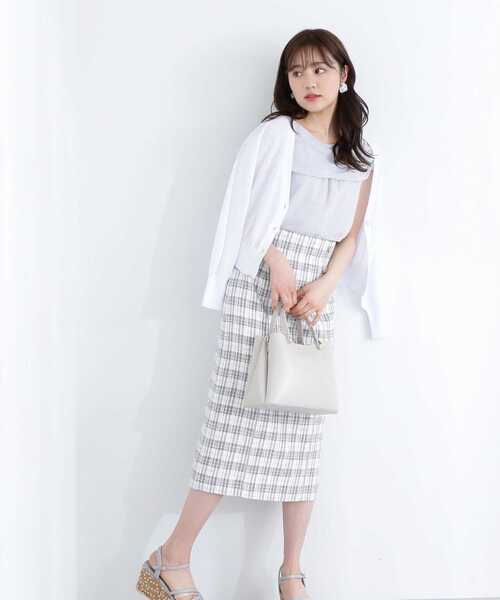 PROPORTION BODY DRESSING（プロポーションボディドレッシング）の「ハイウエストチェックタイトスカート / 1213120405（スカート・レディース・グレー/ベージュ/ライトグリーン・X-SMALL/MEDIUM/SMALL）」の5枚目の写真
