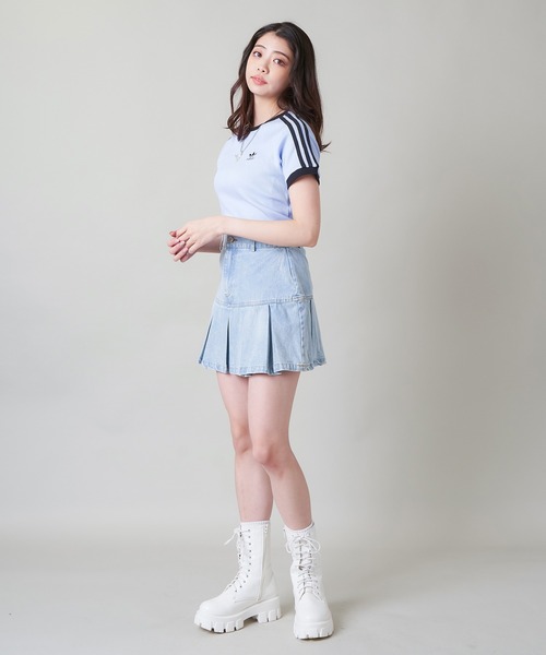 adidas(アディダス)の「【adidas / アディダス】スリーストライプス スリム半袖Tシャツ(Tシャツ/カットソー・レディース・ラベンダー/ブラウン/アイボリー・S)」の12枚目の写真