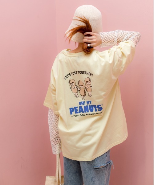 SpRay（スプレイ）の「ピーナッツプリントＴシャツ（Tシャツ/カットソー・レディース・オートミール/オフホワイト/ミント/ブラック/イエロー・FREE）」の9枚目の写真