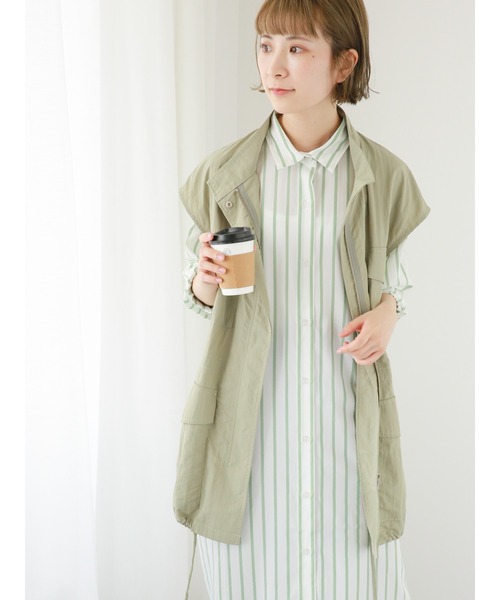 Samansa Mos2 blue（サマンサモスモスブルー）の「【接触冷感】マルチスタイルシャツワンピース（ワンピース・レディース・イエロー/サックスブルー/チャコール/グリーン/ブラック/オフホワイト/ネイビー・LARGE/MEDIUM）」の11枚目の写真