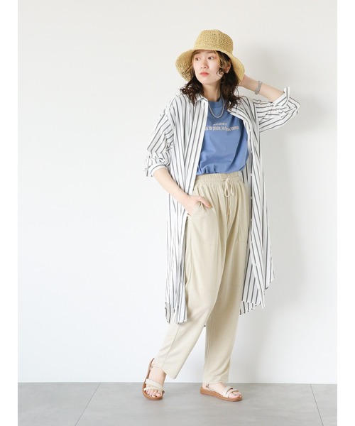 Samansa Mos2 blue（サマンサモスモスブルー）の「【接触冷感】マルチスタイルシャツワンピース（ワンピース・レディース・イエロー/サックスブルー/チャコール/グリーン/ブラック/オフホワイト/ネイビー・LARGE/MEDIUM）」の14枚目の写真